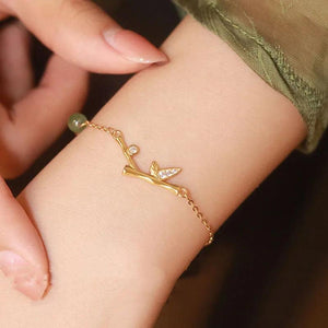 925 Stamp Hotan Jade Bracelet For Women Girl Birthday Gift