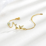 925 Stamp Hotan Jade Bracelet For Women Girl Birthday Gift