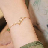 925 Stamp Hotan Jade Bracelet For Women Girl Birthday Gift