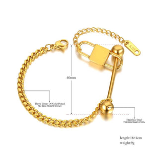 Titanium Stainless Steel Lock & Ball Charm Bracelet For Women