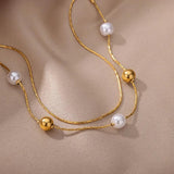 Pearl Wrist Bracelet Stainless Steel Chain Wedding Jewelry Gift