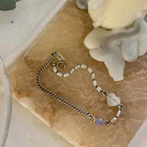 Zirconia Love Heart Rice Grain Chain Bracelet Women Retro Hand Jewelry