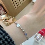 Zirconia Love Heart Rice Grain Chain Bracelet Women Retro Hand Jewelry