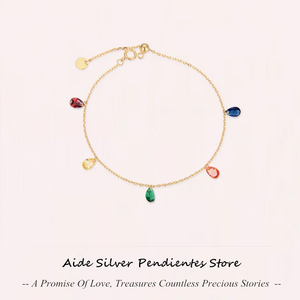 Rose Red Zircon Bracelet Small Disc Pendant Wedding Jewelry