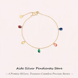 Rose Red Zircon Bracelet Small Disc Pendant Wedding Jewelry