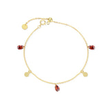 Rose Red Zircon Bracelet Small Disc Pendant Wedding Jewelry