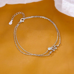 925 Stamp Silver Women's Bracelets Animal Double Layer Snake Jewelry