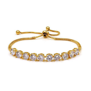 Round Cut CZ Crystal Adjustable Bracelet
