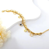 Crystal Evil Eye Smiling Face Pendant Bracelet Double Layer Chain
