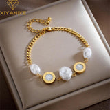316L Stainless Steel Bracelet with Freshwater Pearl Round Pendant