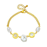 316L Stainless Steel Bracelet with Freshwater Pearl Round Pendant