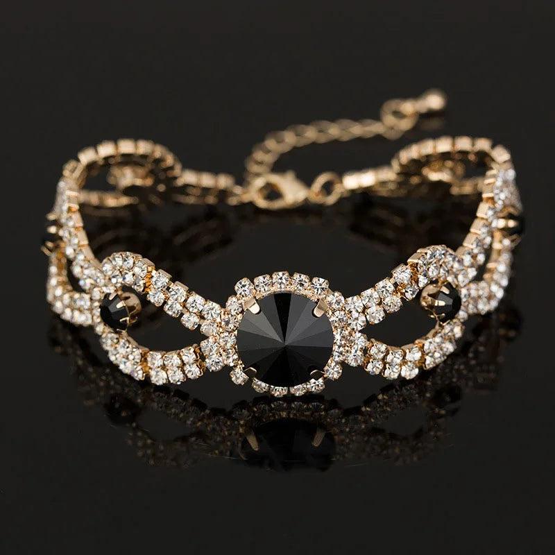 Women's Crystal Stone Charm Bracelet Multicolour Link Chain Bangle