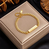 316L Stainless Steel Chain Bracelet HAPPY EVERY Engrave Women's High Jewelry