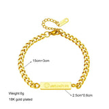 316L Stainless Steel Chain Bracelet HAPPY EVERY Engrave Women's High Jewelry