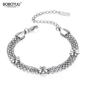 Stainless Steel Daisy Flower Charm Bracelet Women Bohemia Jewelry