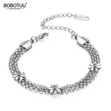 Stainless Steel Daisy Flower Charm Bracelet Women Bohemia Jewelry