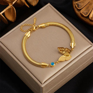 316L Stainless Steel Women's Bracelets Snake Bone Chain Butterfly Decoration