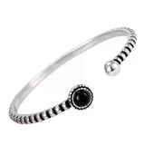 Mewanry Silver Round Agate Twist Vintage Open Bracelet