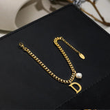 Classic Letter D Bracelet Titanium Steel Gift Party Women Jewelry