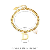 Classic Letter D Bracelet Titanium Steel Gift Party Women Jewelry