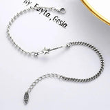 Foxanry Silver Lucky Stars Bracelets Vintage Pentagram English Letter Pendant