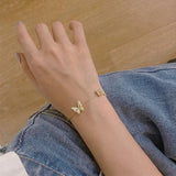 Silver Butterfly Charm Bracelet for Women Shell Zircon Chain Bracelet
