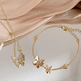 Silver Butterfly Charm Bracelet for Women Shell Zircon Chain Bracelet