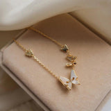 Silver Butterfly Charm Bracelet for Women Shell Zircon Chain Bracelet