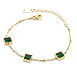 Elegant Emerald Square Bracelet Set for Women