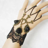 Rose & Chain Links Women's Lace Hand Bracelet