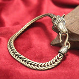 Vintage Brass Horse Head Bracelet Hipster Hand Chain Bangles