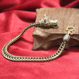 Vintage Brass Horse Head Bracelet Hipster Hand Chain Bangles