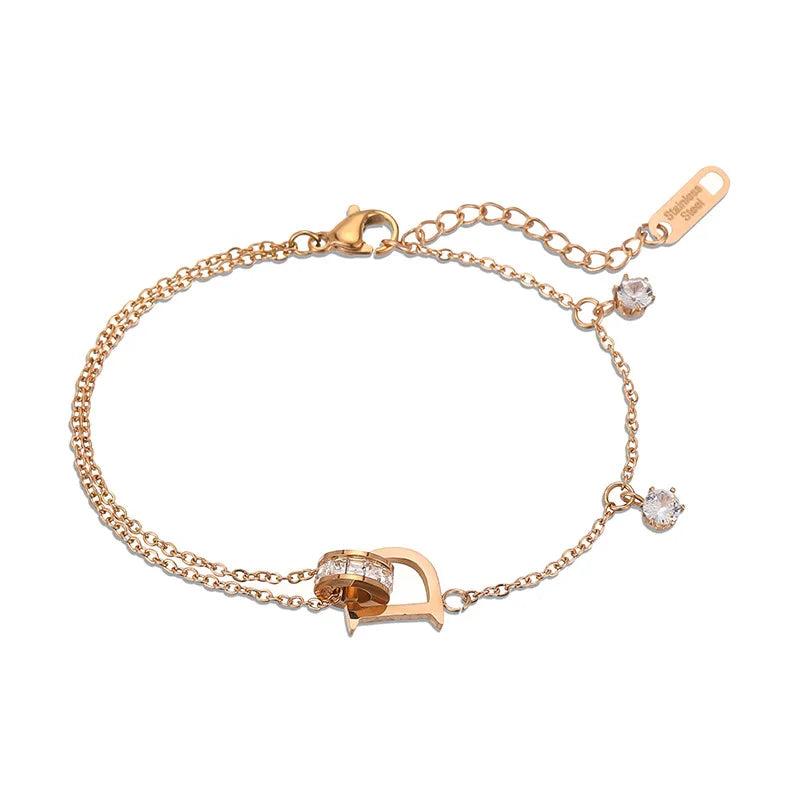 Classic Titanium Steel Letter D Buckle Bracelet for Women