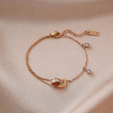 Classic Titanium Steel Letter D Buckle Bracelet for Women