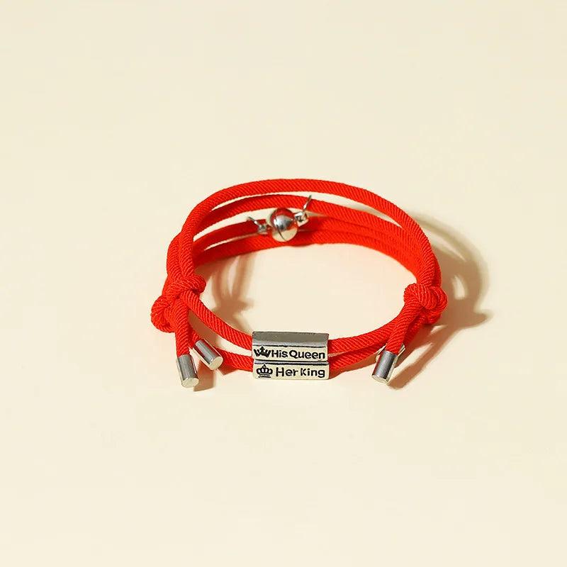 2Pcs Rope Magnetic Bracelets Couple's Mutual Attraction