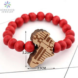 African Map Wooden Bracelet Afro Ethnic Charms DIY Wood Beads Bangle