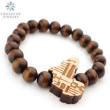 African Map Wooden Bracelet Afro Ethnic Charms DIY Wood Beads Bangle