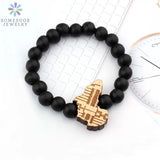 African Map Wooden Bracelet Afro Ethnic Charms DIY Wood Beads Bangle