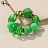 Colorful Beaded Chain Link Bracelet for Women - Adjustable Elastic Jewelry
