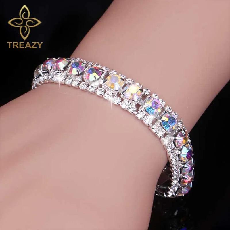 Multicolor Rhinestone Bracelets for Women Bridal Wedding Jewelry