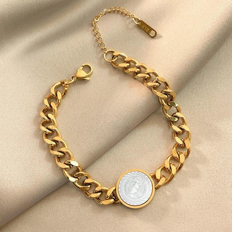 Stainless Steel Thick Chain Bracelet Punk Hip-Hop Jewelry