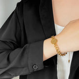 Stainless Steel Thick Chain Bracelet Punk Hip-Hop Jewelry
