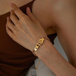 Charm Bangle Link Chain Bracelet for Women Jewelry