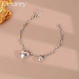 Silver Vintage Punk Bracelet with Heart Pendant
