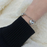 Silver Vintage Punk Bracelet with Heart Pendant