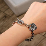 Love Heart Charm Women's Bracelet Silver Stainless Steel Chain Jewelry