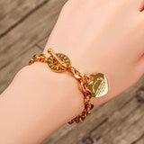 Love Heart Charm Women's Bracelet Silver Stainless Steel Chain Jewelry