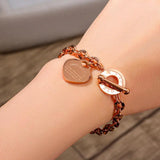 Love Heart Charm Women's Bracelet Silver Stainless Steel Chain Jewelry