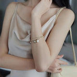 Baroque Pearl Heart Pendant Double Bracelet for Halloween Party