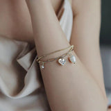 Baroque Pearl Heart Pendant Double Bracelet for Halloween Party